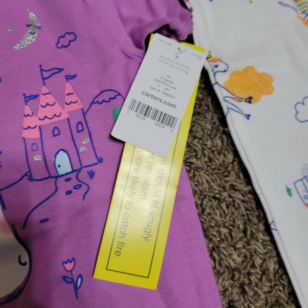 Carter's 6 Piece PJ 3 Sets Size 5 2T Unicorns… - Picture 3 of 9